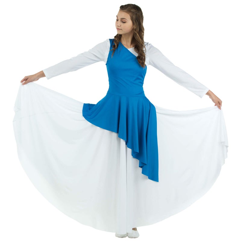 Danzcue Womenâ€™s Asymmetrical Dance Tunic Praise Dance Tunic for Women (White Dress Not Included), Bright Royal, Large-X-Large - Image 2